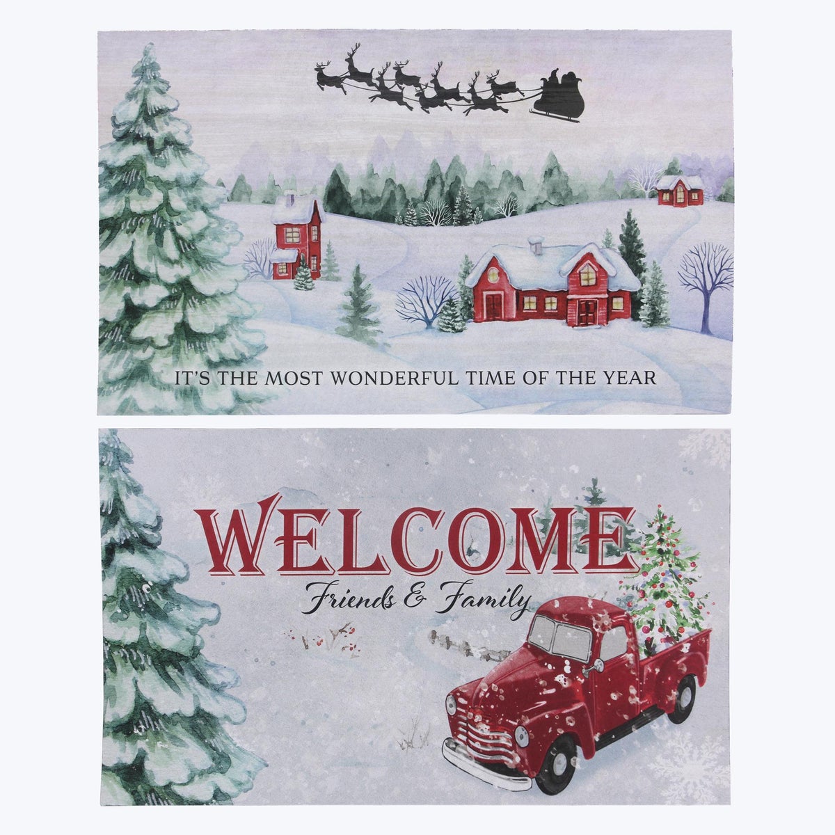 Rubber Christmas Welcome Mat, 2 Ast