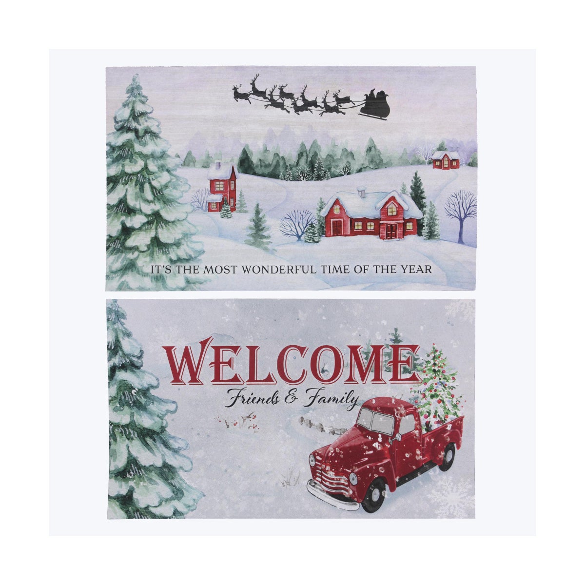 Rubber Christmas Welcome Mat, 2 Ast