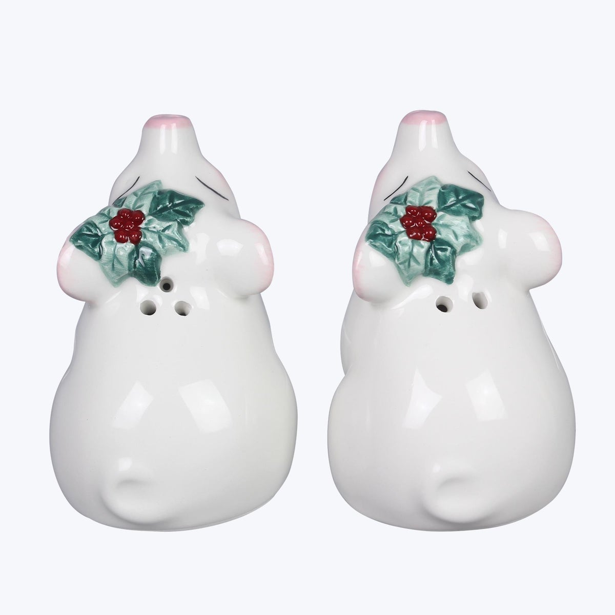 Ceramic Modern Farmhouse Christmas Pigs S&P, 2 pcs/set