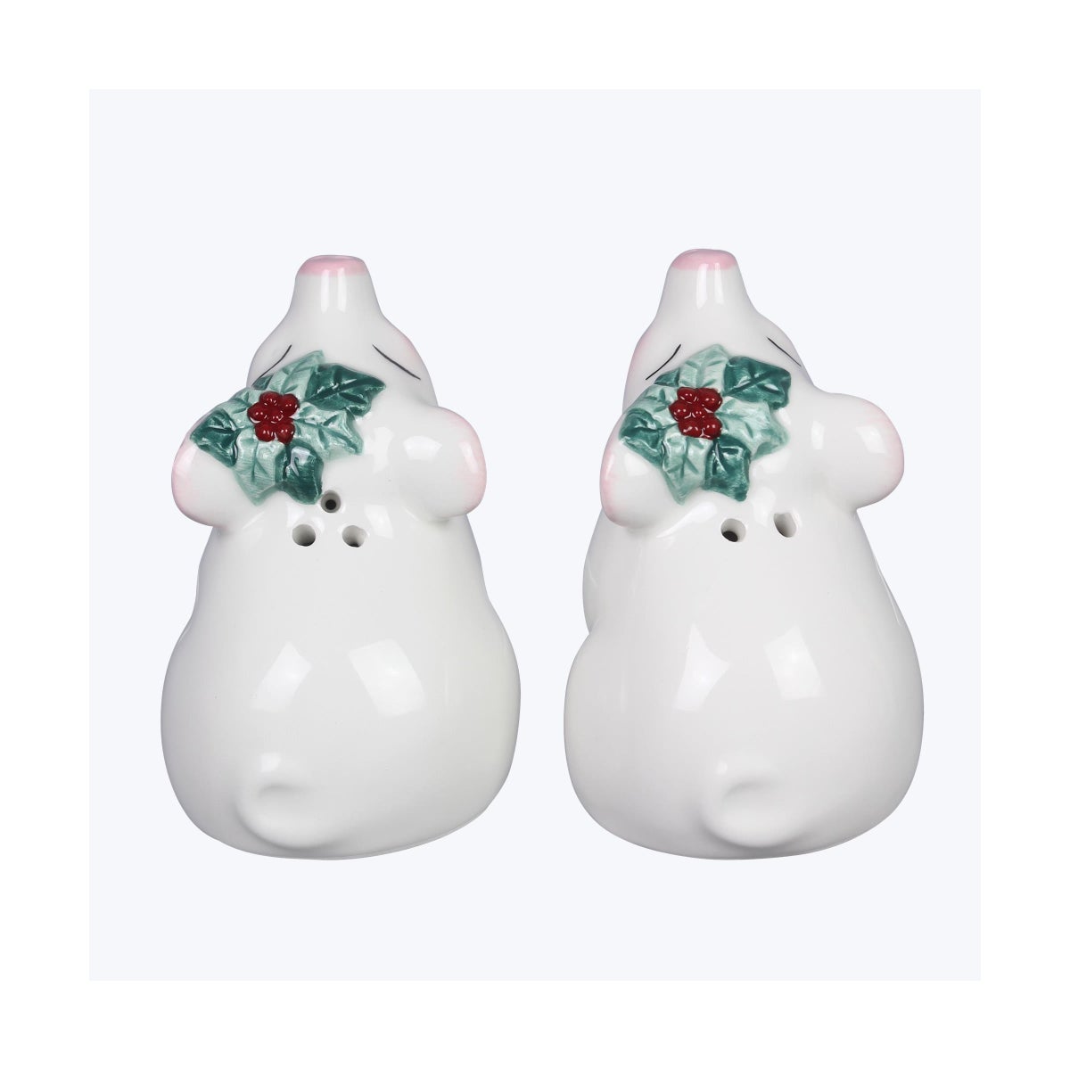 Ceramic Modern Farmhouse Christmas Pigs S&P, 2 pcs/set