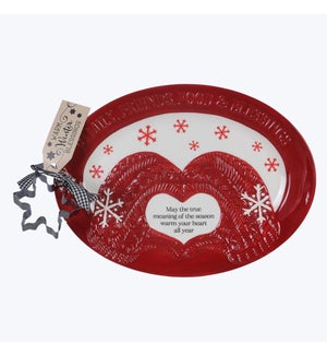 Ceramic Snowman Love Mitt Design True Meaning of Christmas Giving Plate