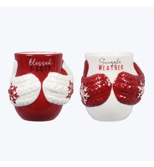 Ceramic Snowman 13.5oz Snuggle Mug, 2 Ast