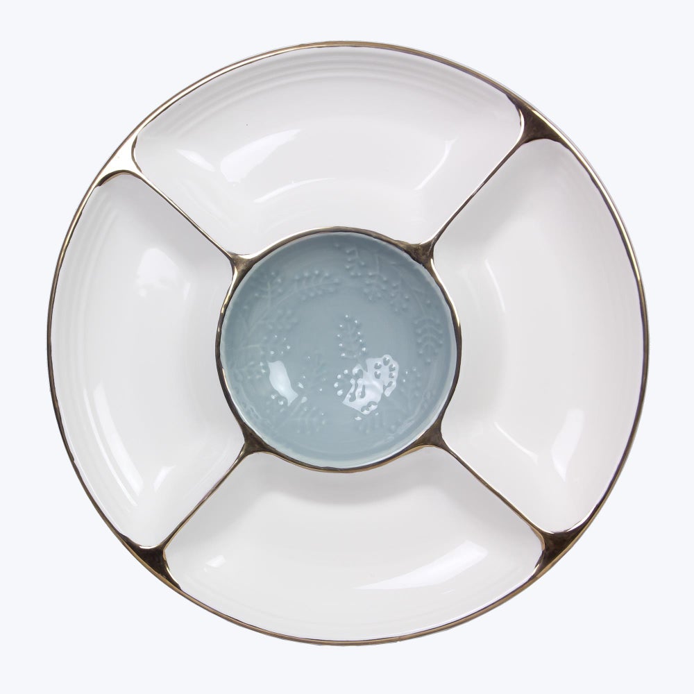 Ceramic White Winter Divided Platter