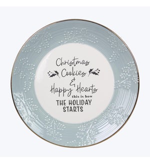 Ceramic White Winter Sharing Plate w/ Cookie Cutter