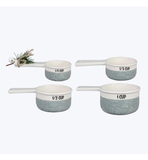 Ceramic White Winter Measuring Cups, 4 pcs/set