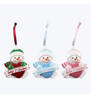 Resin Ornaments - Snowbaby Ornament - Baby's 1st Christmas, 3 Ast.