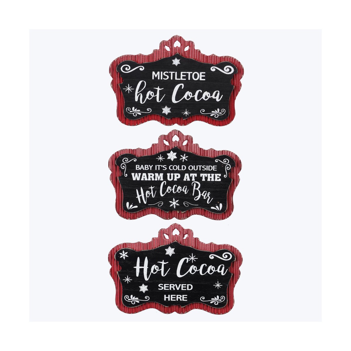 Wood Christmas Hot Cocoa Tabletop Sign, 3 Ast