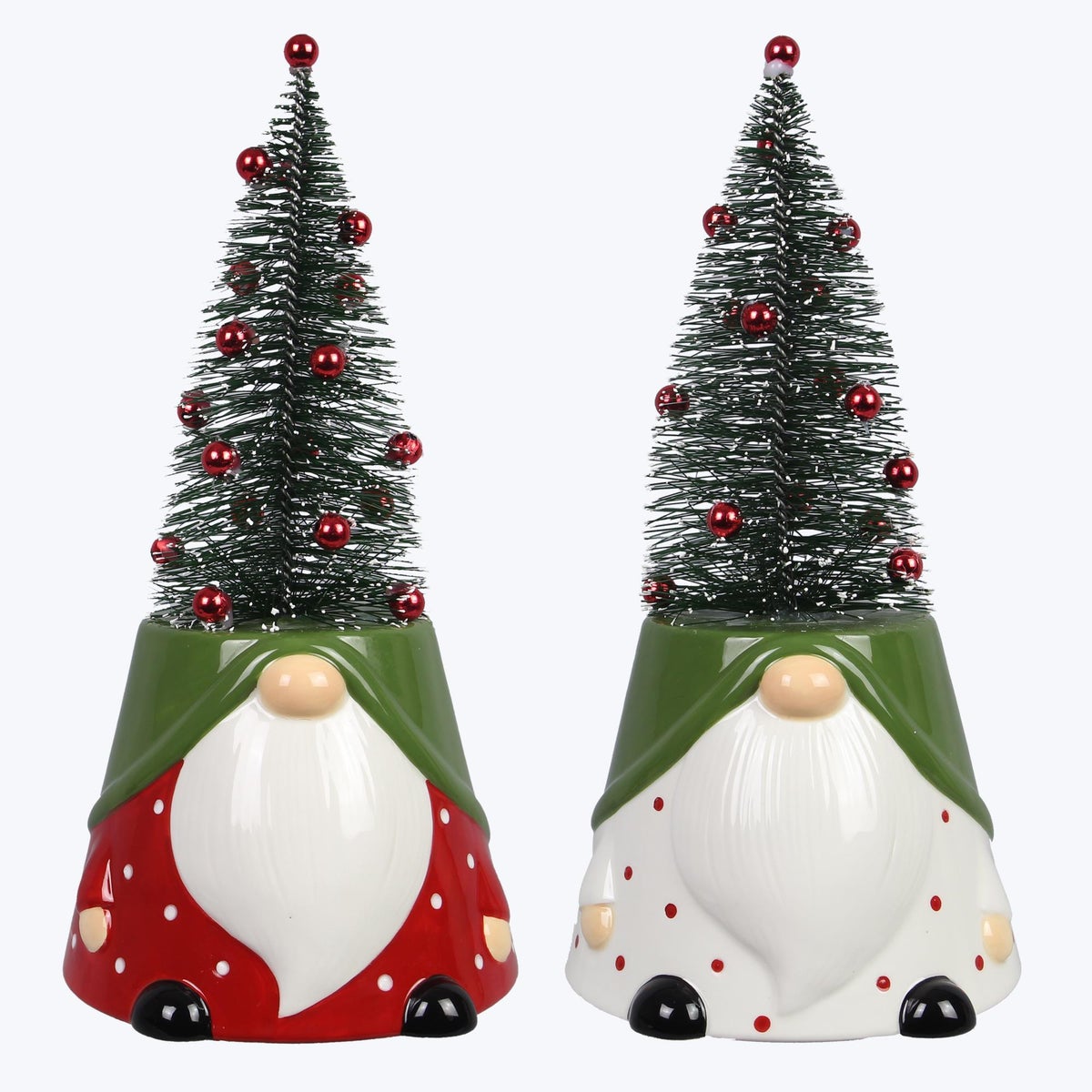 Ceramic Santa with Bottle Brush Tree Hat, 2 Ast