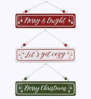 Metal Christmas Wall Sign. 3 Ast