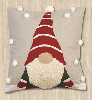 Embroidered Santa Gnome Pillow