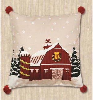 Christmas Barn Print Pillow