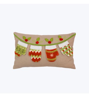 Embroidered Christmas Accent Pillow