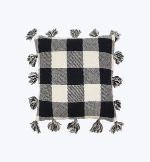 Cotton Handmade Pillow with Tassels Accent