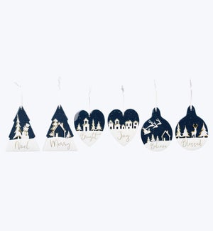 Resin Christmas Tree Ornaments, 6 Assorted