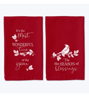 Cotton Christmas Red Kitchen Towel, 2 Ast
