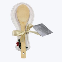 Wintergreen Christmas Ceramic Spoon Rest with Spoon
