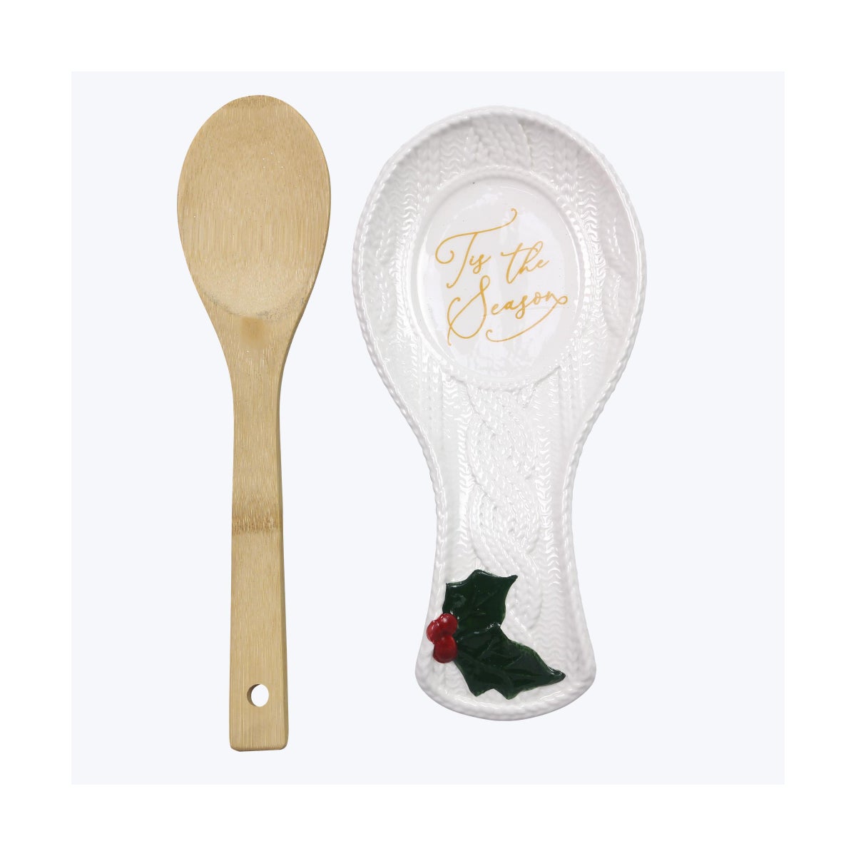 Wintergreen Christmas Ceramic Spoon Rest with Spoon