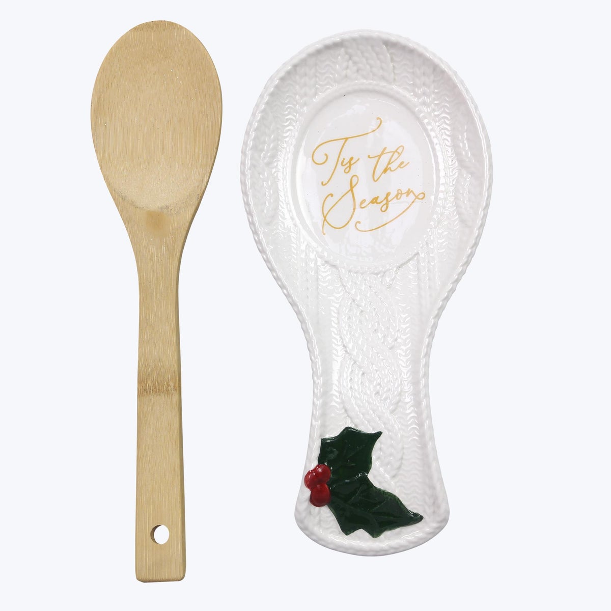 Wintergreen Christmas Ceramic Spoon Rest with Spoon