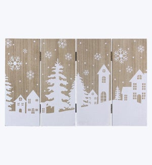 Wood Frosty Winter Tabletop Hinged Winter Scene