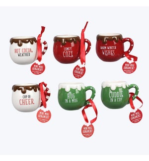 Ceramic Cocoa and Cookies Coffee Pod Ornaments, 6 Ast.