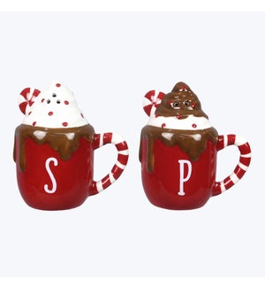 Ceramic Cocoa and Cookie Salt and Pepper Set of 2. S/P