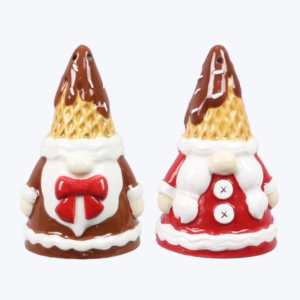 Ceramic Cocoa and Cookie Gnome Salt and Pepper Set of 2. S/P