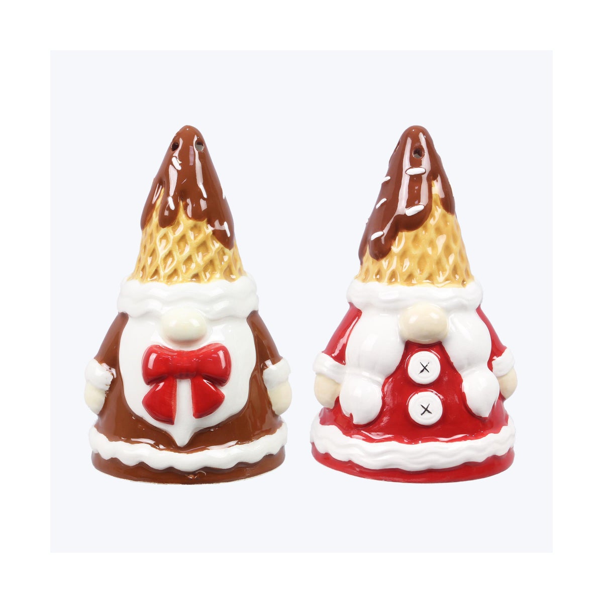 Ceramic Cocoa and Cookie Gnome Salt and Pepper Set of 2. S/P