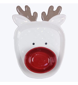 Ceramic Traditional Christmas Reindeer Divided Serving Tray