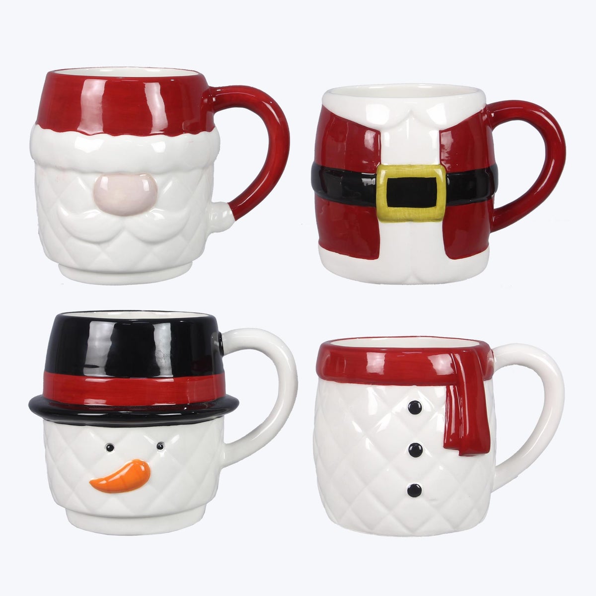 Ceramic Traditional Christmas 2 Pcs Stacked Mug Set, 2 Ast