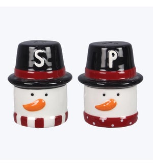 Ceramic Traditional Christmas Marshmallow Snowman Salt and pepper Set, S/P