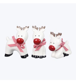 Ceramic Traditional Christmas Ceramic Reindeer Figurine, 3 Ast