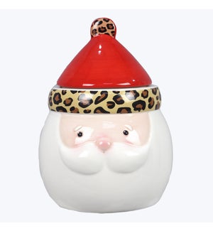 Ceramic Christmas Leopard Santa Cookie Jar