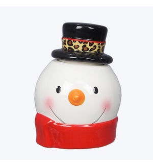Ceramic Christmas Leopard Snowman Cookie Jar