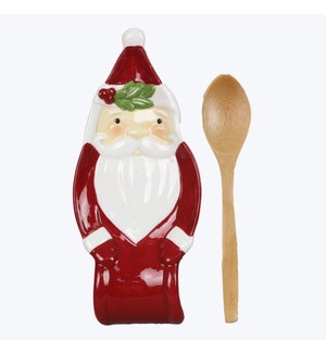 Ceramic Colorful Christmas Old Santa Spoon Rest