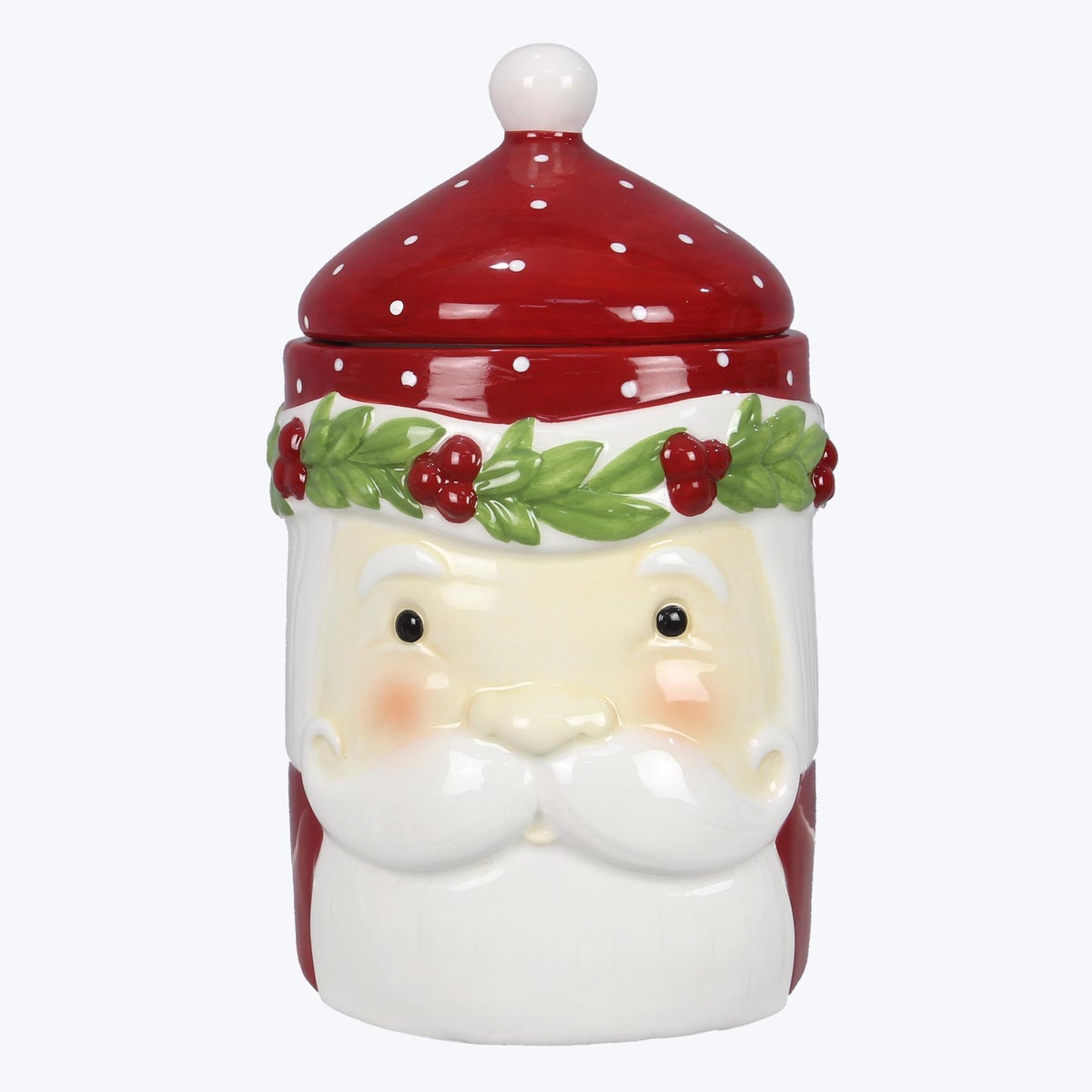 Ceramic Colorful Christmas Old Santa Cookie Jar