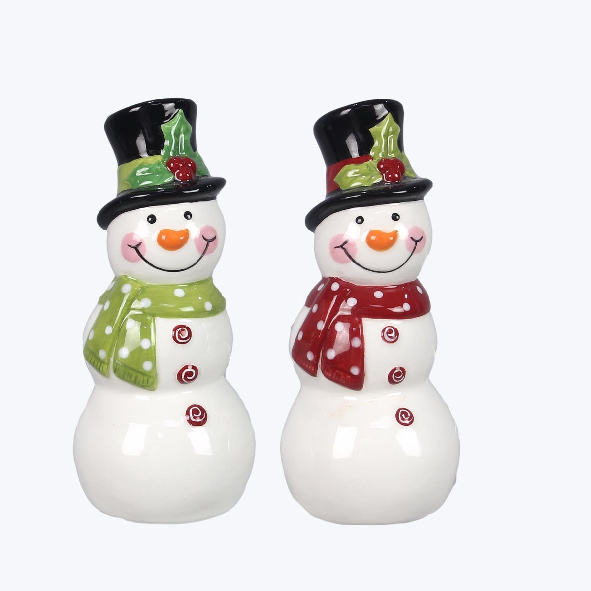 Ceramic Winter Whimsy Snowman Salt and Pepper Set