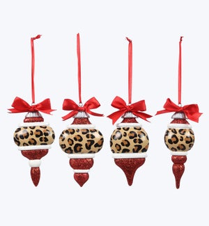 Resin Christmas Leopard Christmas Ornament, 4 Ast.