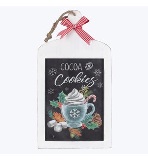 Wood Cocoa and Cookies Breadboard Shaped Tabletop/Wall Sign