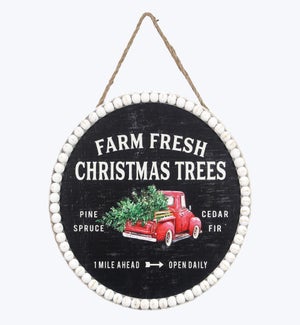 Wood Country Christmas Farm Fresh Christmas Tree Door Hanger/Wall Sign