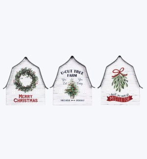 Wood Country Christmas Tabletop Barn 3 Ast