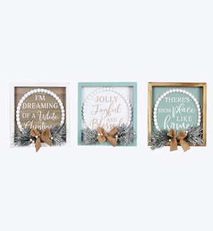 Wood Frosty Winter Wall Sign 3 Ast