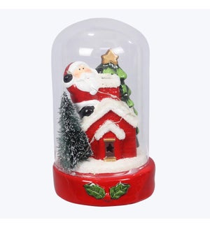 Ceramic Winter Whimsy Santa in Cloche with LED light