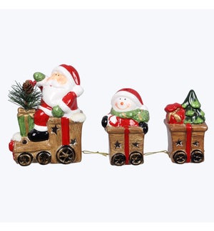 Ceramic Santa/Snowman Gift Train Set of 3