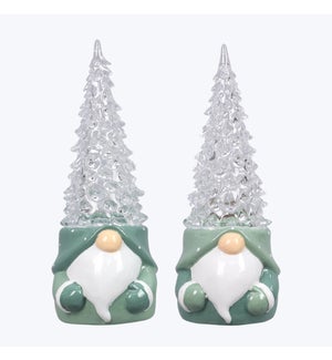Ceramic Frosty Winter Gnome with Acrylic LED Hat, 2 Ast.