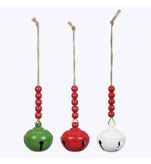 Metal Christmas Bell Ornament With Blessing Beads, 3 Ast