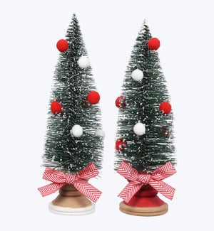 Wood Traditional Christmas Bottle Brush Trees with LED 2 Ast