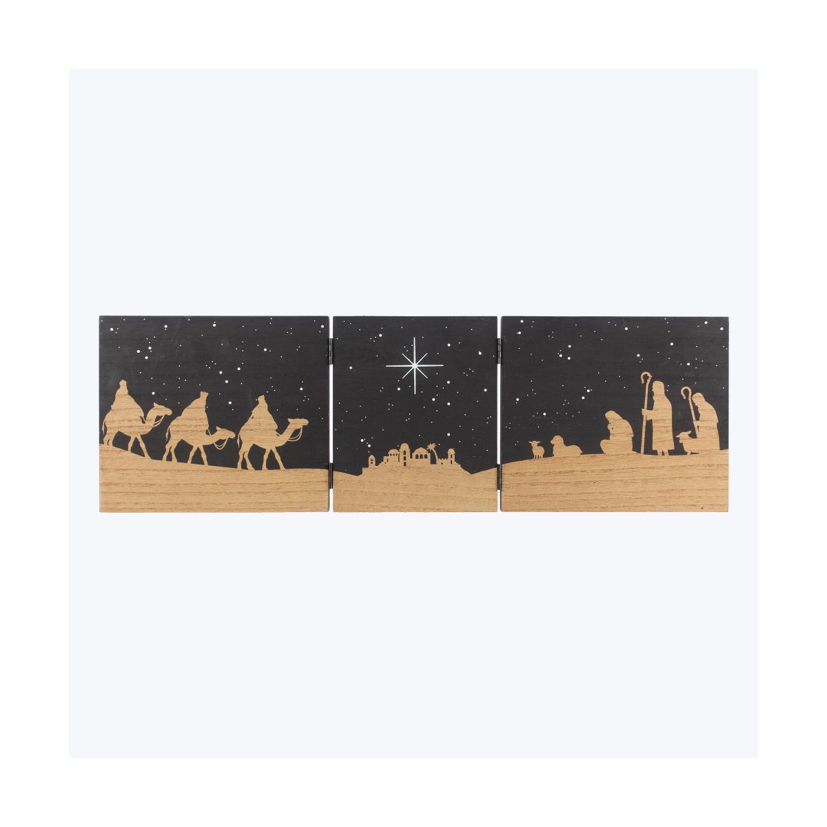 Wood Twas the Night Hinged Tabletop Nativity