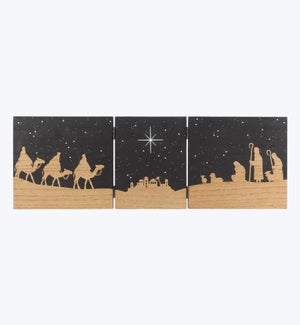 Wood Twas the Night Hinged Tabletop Nativity