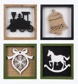 Wood Twas the Night Wall/Tabletop Decor, 4 Ast