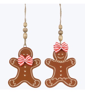 Metal  Cocoa and Cookies Gingerbread Ornaments, 2 Ast.